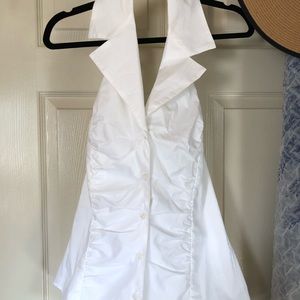 White Backless Button-up Shirt